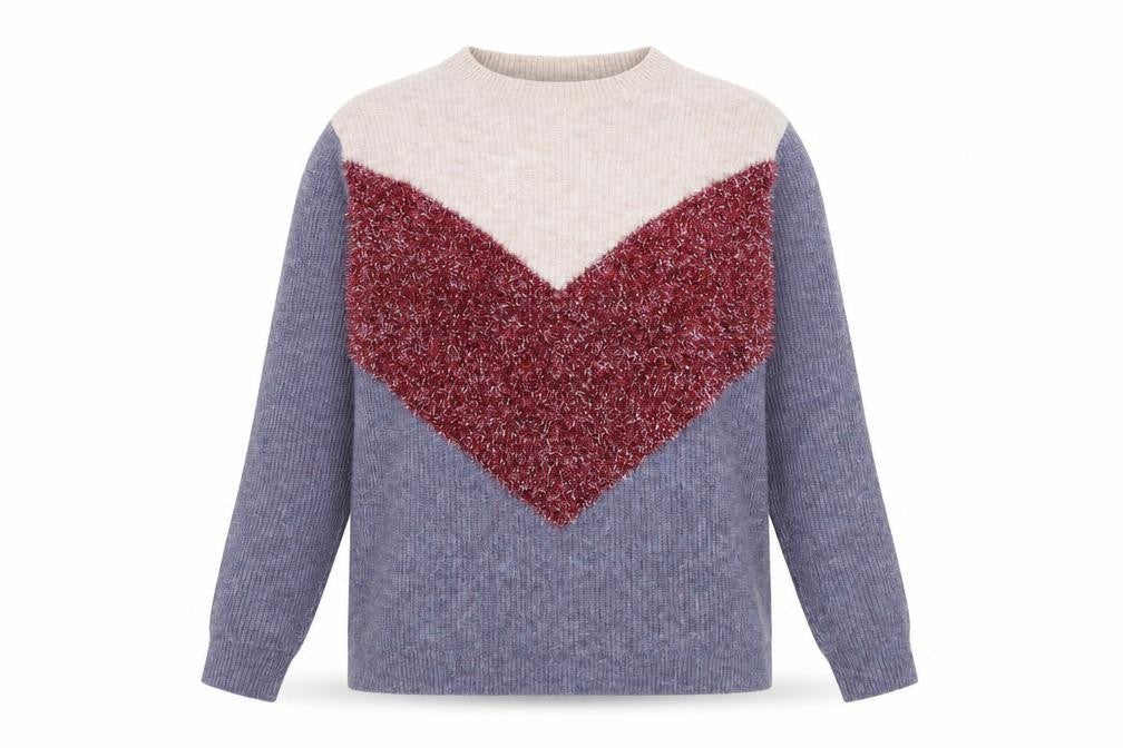 Front view of Papaya Women’s Multicoloured Crew Neck Knit Jumper, size M