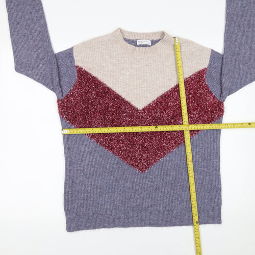Papaya Women’s Multicoloured Crew Neck Knit Jumper Size M
