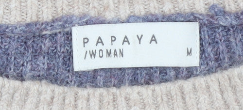 Papaya Women’s Multicoloured Crew Neck Knit Jumper Size M