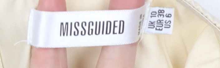 Missguided Women Ivory Cropped Satin Long Sleeve Blouse UK 10