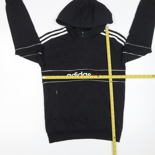 Adidas Boys Black 13-14 Years Half Zip Hoodie Fleece Logo Sportswear