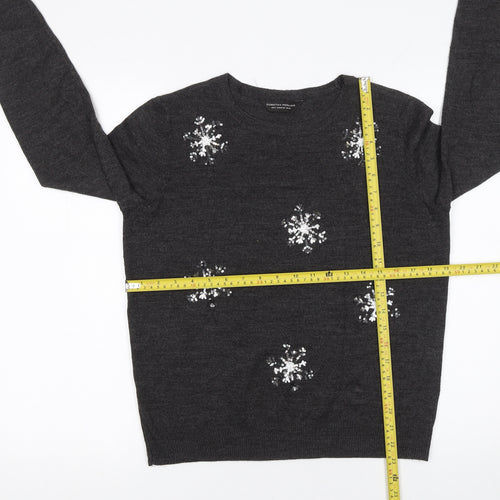 Dorothy Perkins Women Grey Sequin Snowflake Jumper UK 12