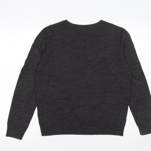 Dorothy Perkins Women Grey Sequin Snowflake Jumper UK 12