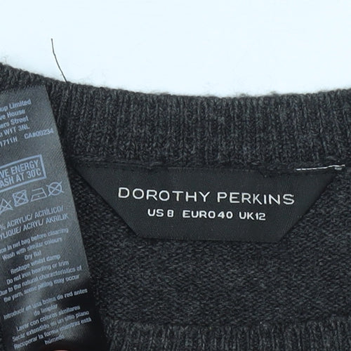Dorothy Perkins Women Grey Sequin Snowflake Jumper UK 12