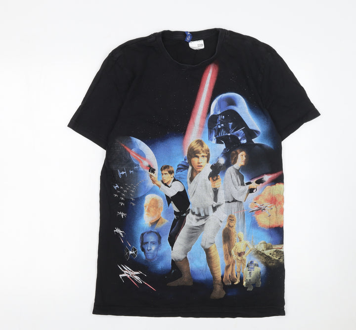 Star Wars Men’s Black Graphic Cotton T-Shirt Size S Retro Movie Tee