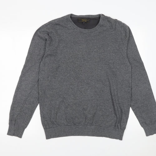 Jack & Jones Men’s Grey Cotton Crew Neck Pullover Jumper L