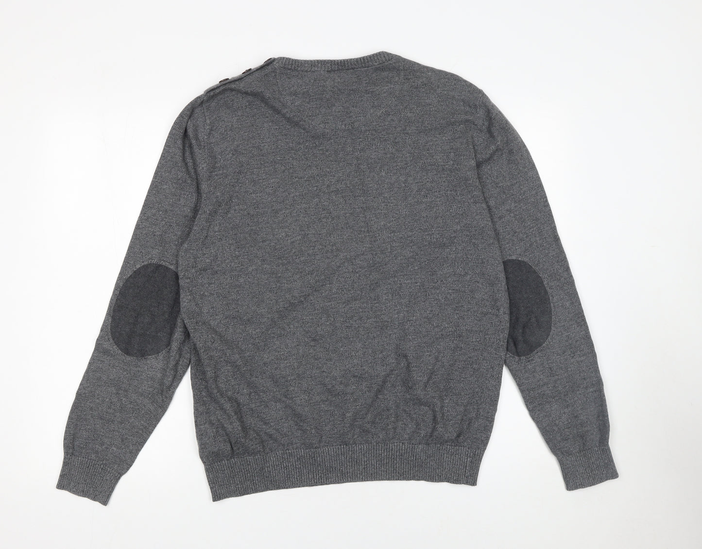 Jack & Jones Men’s Grey Cotton Crew Neck Pullover Jumper L