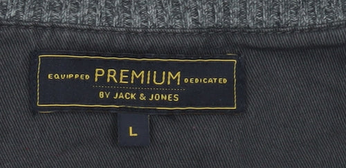 Jack & Jones Men’s Grey Cotton Crew Neck Pullover Jumper L