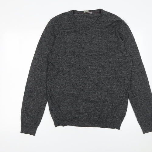 A-FRAME Men's Grey Cotton Crew Neck Pullover Jumper Size M
