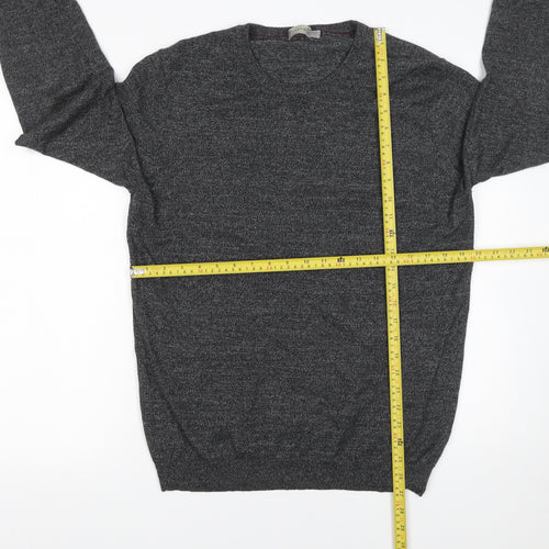 A-FRAME Men's Grey Cotton Crew Neck Pullover Jumper Size M