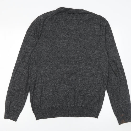 A-FRAME Men's Grey Cotton Crew Neck Pullover Jumper Size M