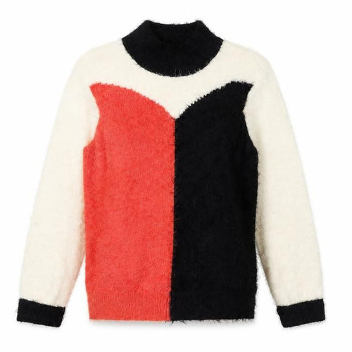 Klass Womens Black Orange Cream High Neck Knit Jumper Size S