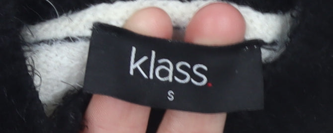 Klass Womens Black Orange Cream High Neck Knit Jumper Size S