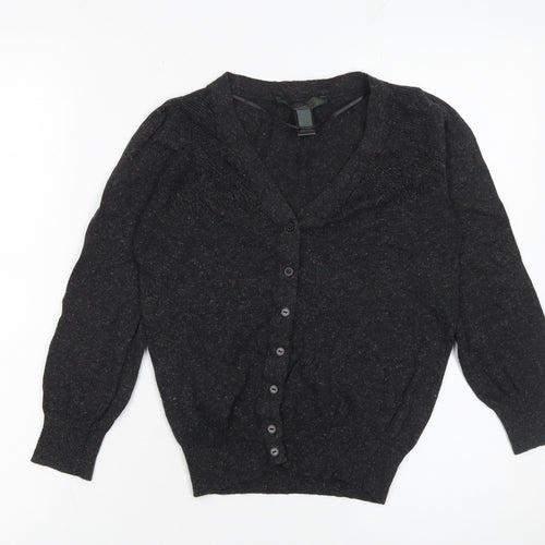 Mango Women's Black V-Neck Cardigan Size S Knit Long Sleeve