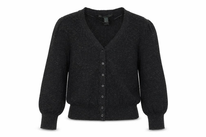 Mango Women's Black V-Neck Cardigan Size S Knit Long Sleeve