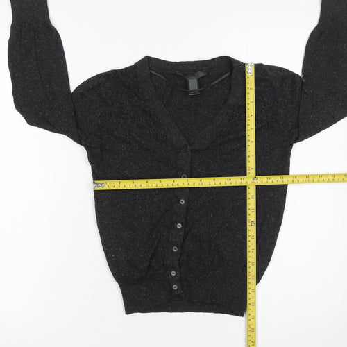 Mango Women's Black V-Neck Cardigan Size S Knit Long Sleeve