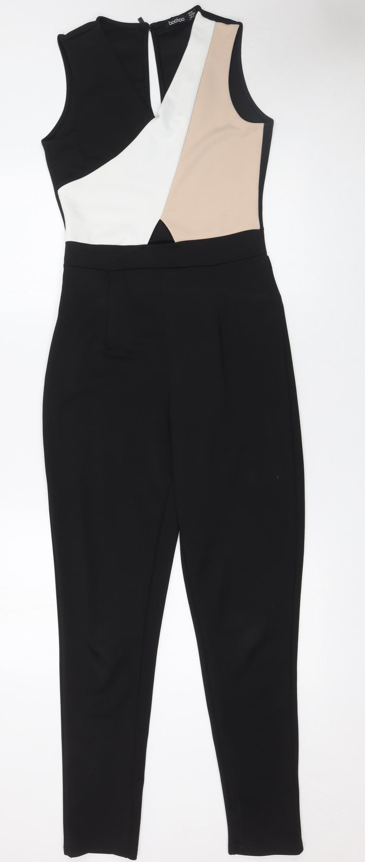 Boohoo Women’s Black Beige Colourblock Sleeveless Jumpsuit Size 8