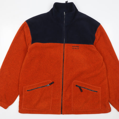 Maine New England Men's Orange Fleece Jacket L 43in Zip Pockets