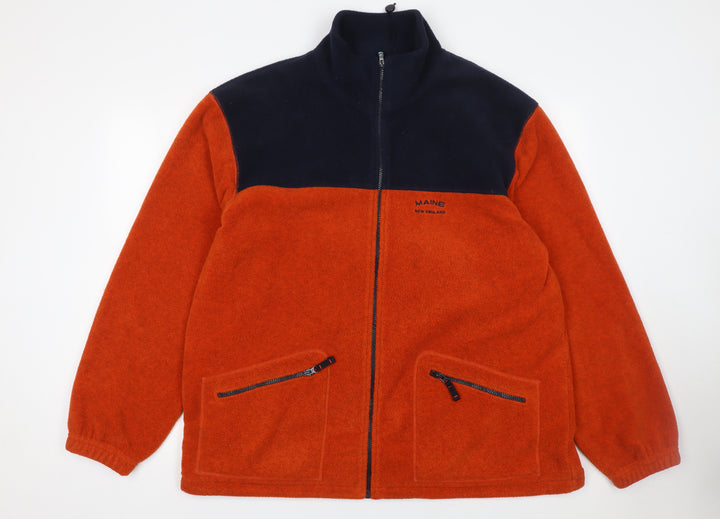 Maine New England Men's Orange Fleece Jacket L 43in Zip Pockets
