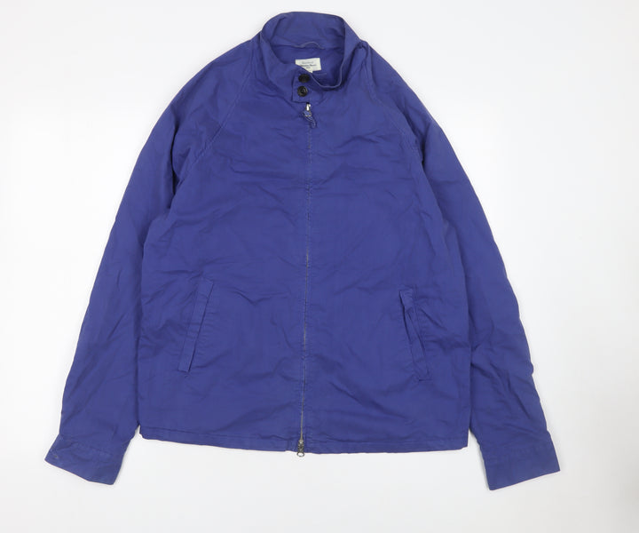 Hartford Men's Blue Cotton Basic Jacket Size 50 Regular Fit