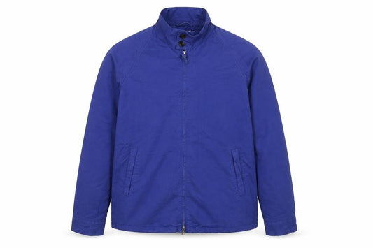 Front view of Hartford Men's Blue Cotton Basic Jacket, size 50, Regular Fit