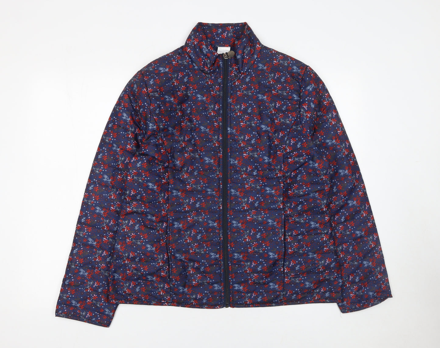 Anne de Lancay Women's Blue Floral Puffer Jacket Size M