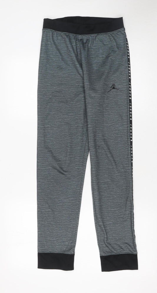 Jordan Boys Grey Jogger Trousers 12-13 Years Polyester Athletic Pants