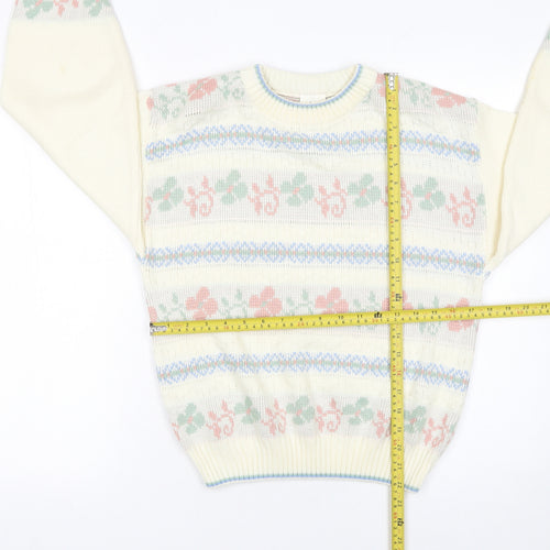 Amari Women’s Ivory Floral Knit Pullover Jumper Size 10-12