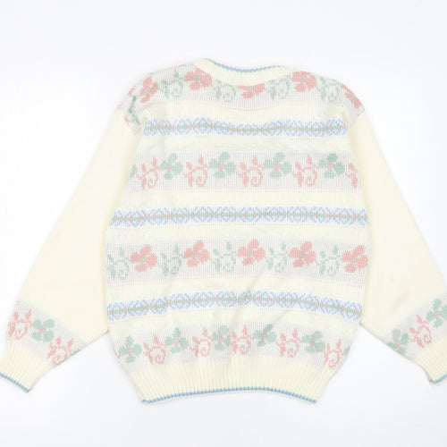 Amari Women’s Ivory Floral Knit Pullover Jumper Size 10-12