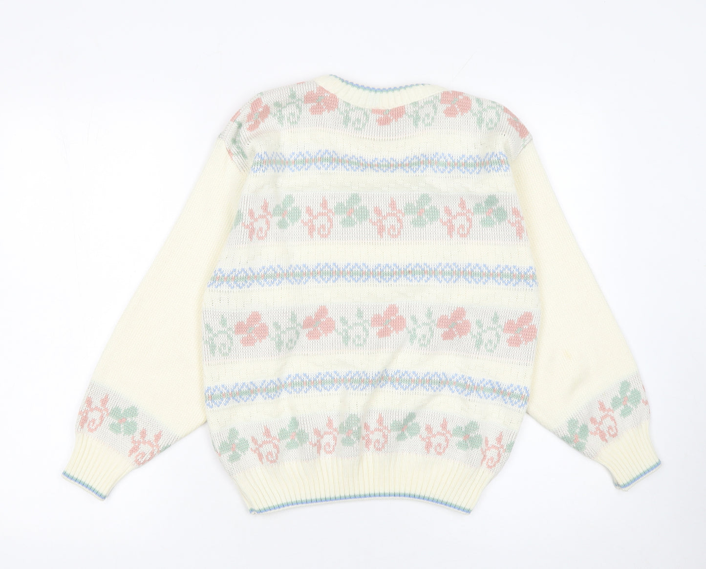 Amari Women’s Ivory Floral Knit Pullover Jumper Size 10-12