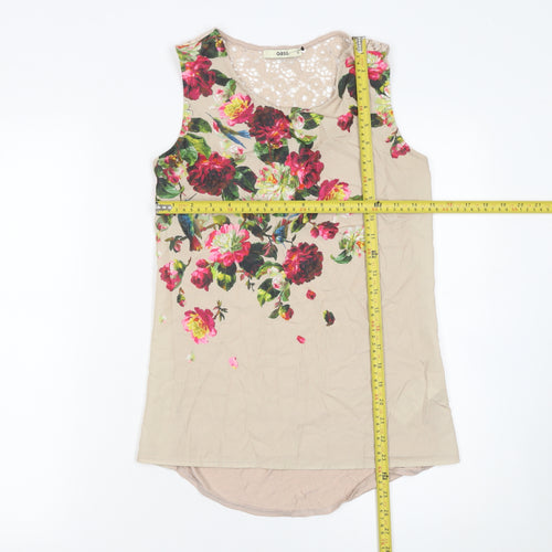 Oasis Women's Beige Floral Lace Back Sleeveless Blouse XS