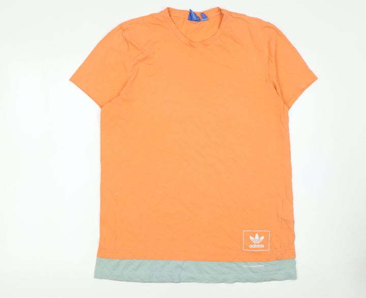 adidas Men's Orange Crew Neck Short Sleeve Cotton T-Shirt Size L