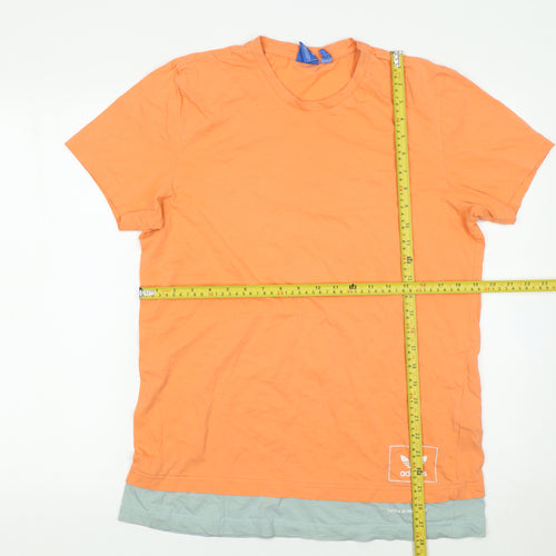 adidas Men's Orange Crew Neck Short Sleeve Cotton T-Shirt Size L