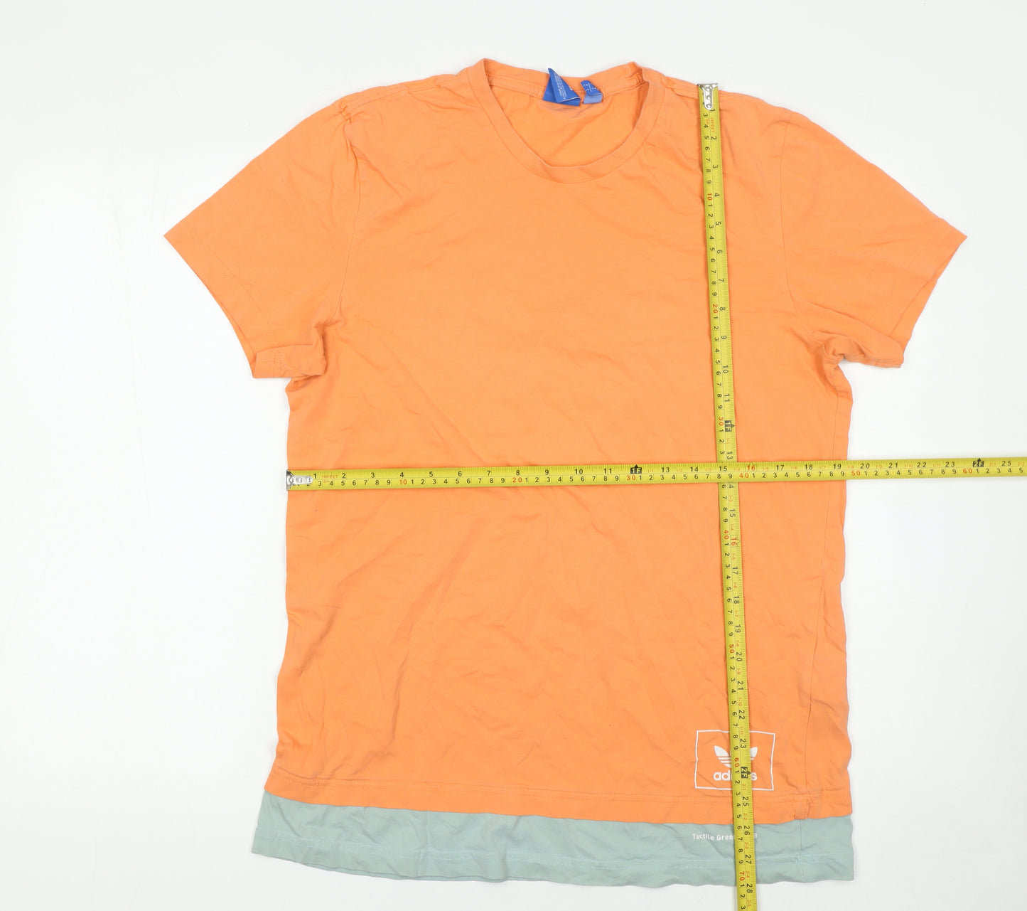 adidas Men's Orange Crew Neck Short Sleeve Cotton T-Shirt Size L