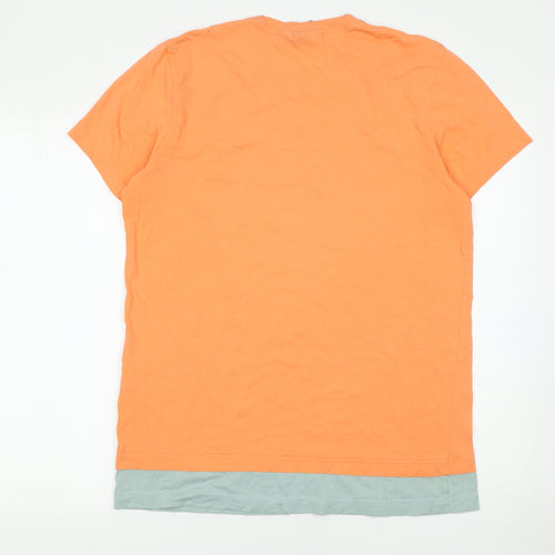 adidas Men's Orange Crew Neck Short Sleeve Cotton T-Shirt Size L