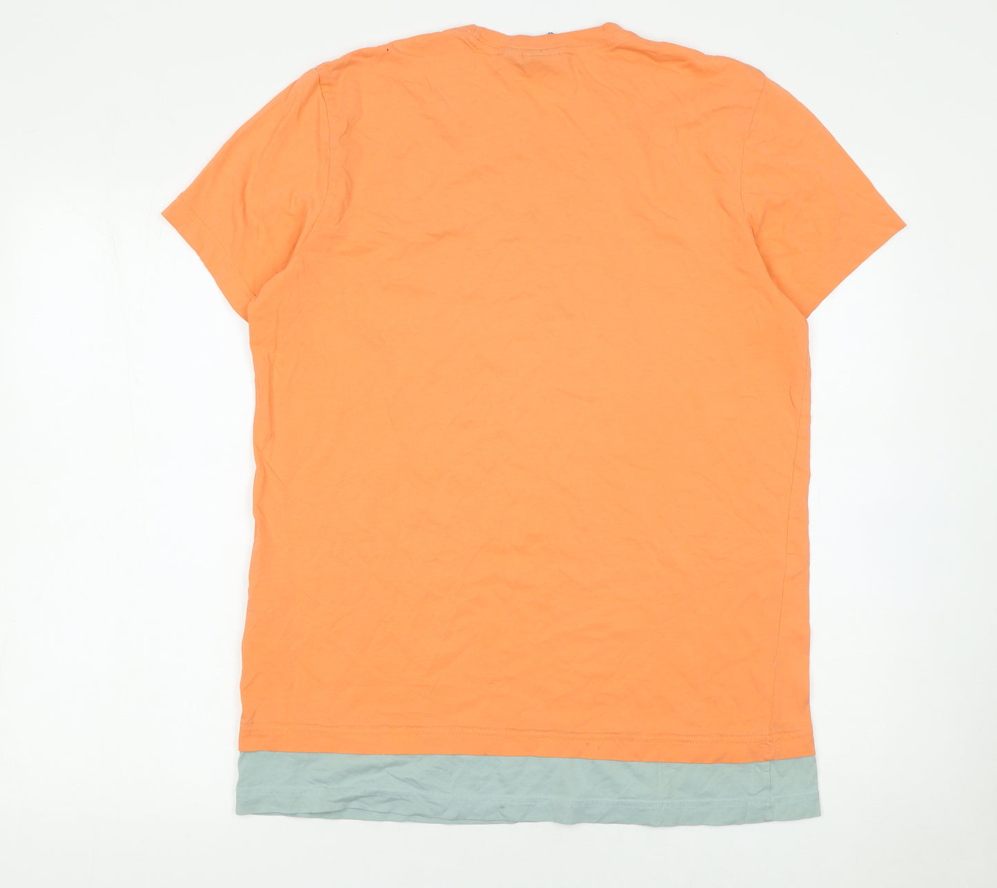 adidas Men's Orange Crew Neck Short Sleeve Cotton T-Shirt Size L