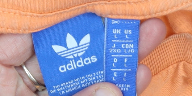 adidas Men's Orange Crew Neck Short Sleeve Cotton T-Shirt Size L