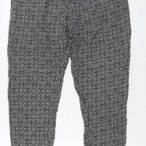 New Look Womens Black Geometric Tapered Viscose Trousers Size 12