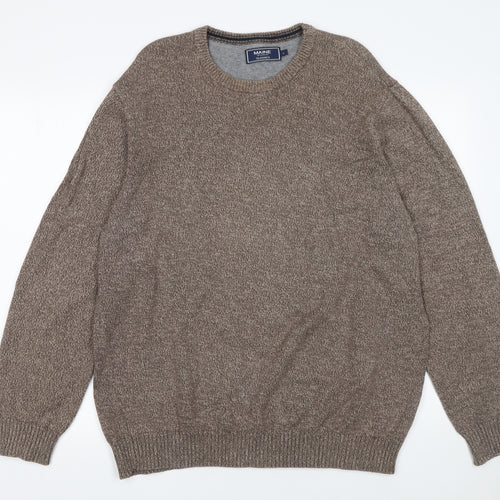 Maine New England Men's Brown Cotton Crew Neck Jumper Size L