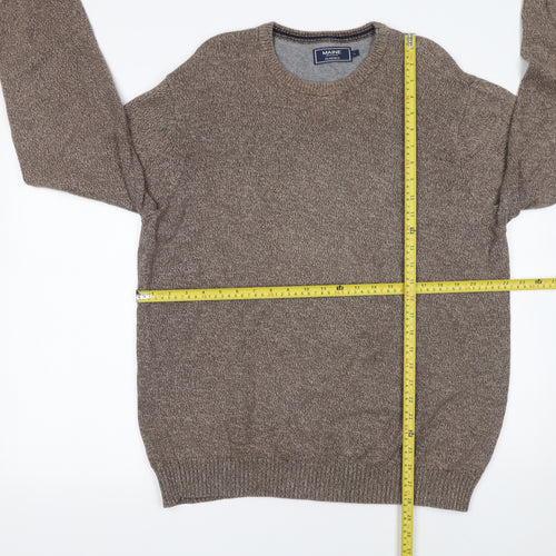 Maine New England Men's Brown Cotton Crew Neck Jumper Size L