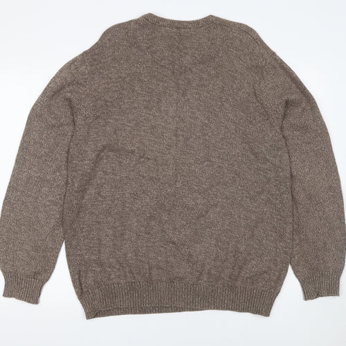 Maine New England Men's Brown Cotton Crew Neck Jumper Size L