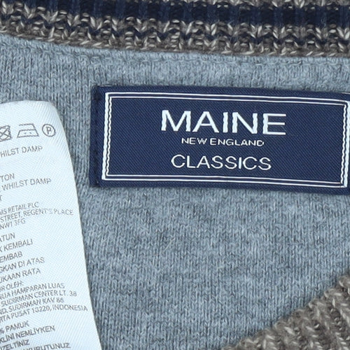 Maine New England Men's Brown Cotton Crew Neck Jumper Size L