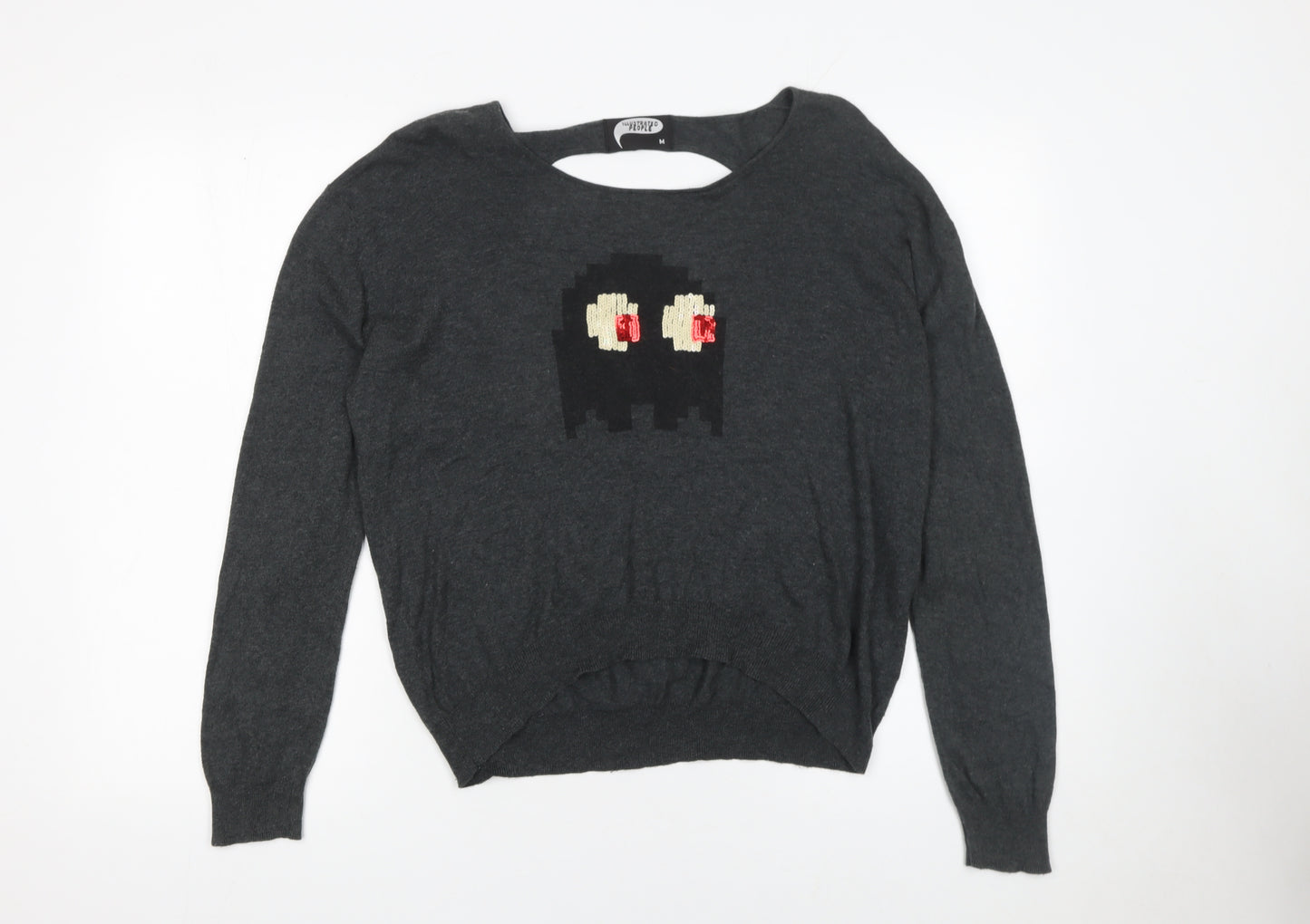 Illustrated People Women’s Grey Cotton Cartoon Pullover Jumper M