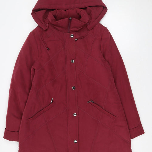 First Avenue Women's Red Hooded Parka Coat Size 14 Long Water Resistant