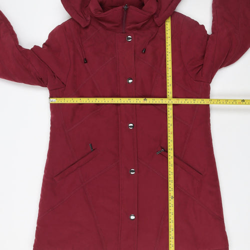 First Avenue Women's Red Hooded Parka Coat Size 14 Long Water Resistant