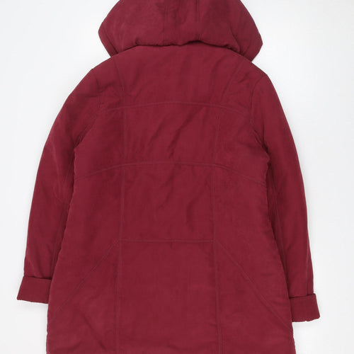 First Avenue Women's Red Hooded Parka Coat Size 14 Long Water Resistant