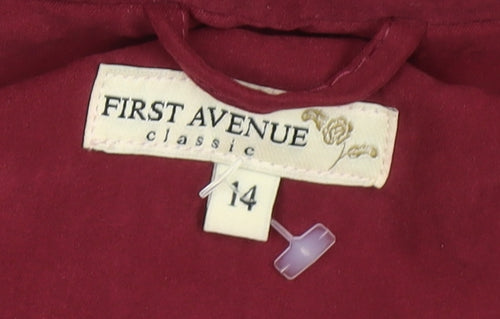 First Avenue Women's Red Hooded Parka Coat Size 14 Long Water Resistant