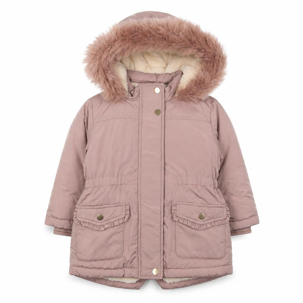 NEXT Girls Pink Faux Fur Hooded Winter Parka Coat 12-18 Months