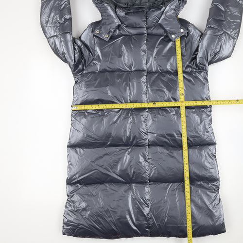 Marks and Spencer Girls Grey Long Hooded Puffer Coat Age 12-13 Years