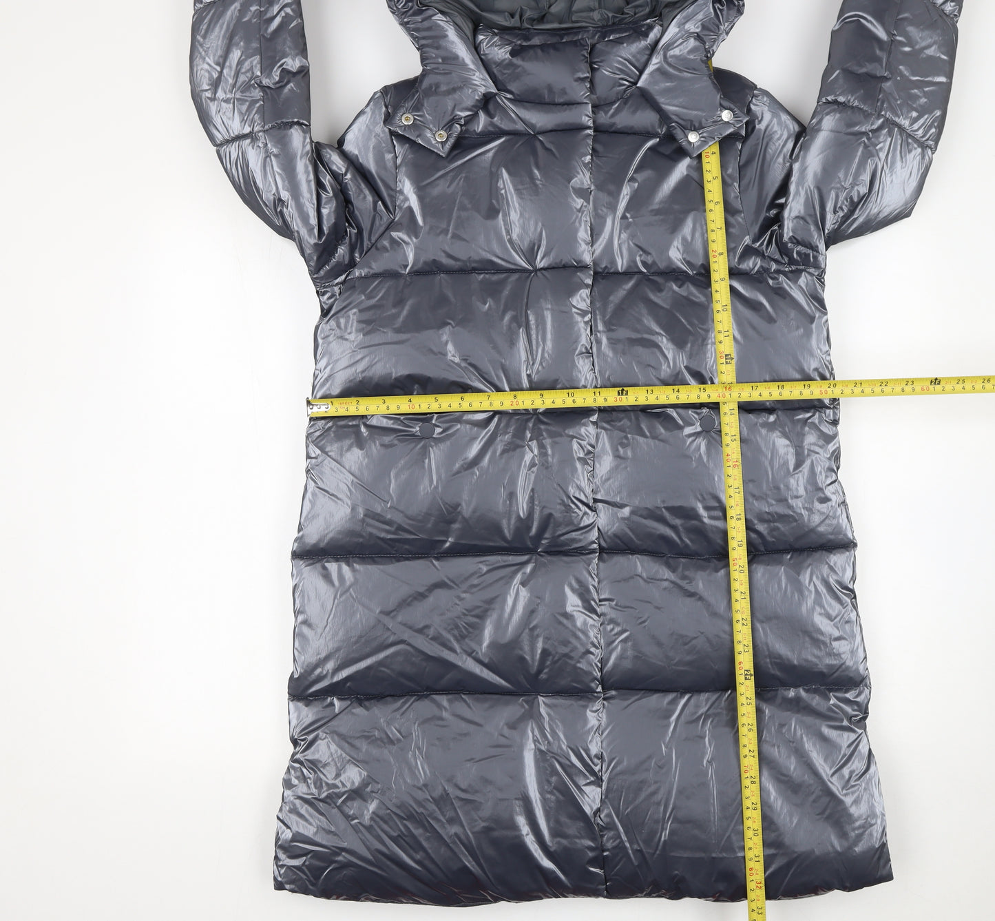 Marks and Spencer Girls Grey Long Hooded Puffer Coat Age 12-13 Years